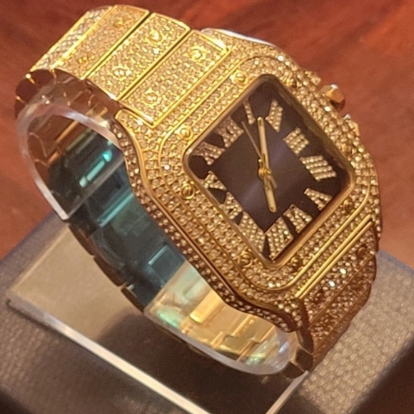 Mens Hip Hop Rapper Full Iced Out Simulated Diamond Waterproof Quartz Wa… - Picture 2 of 11